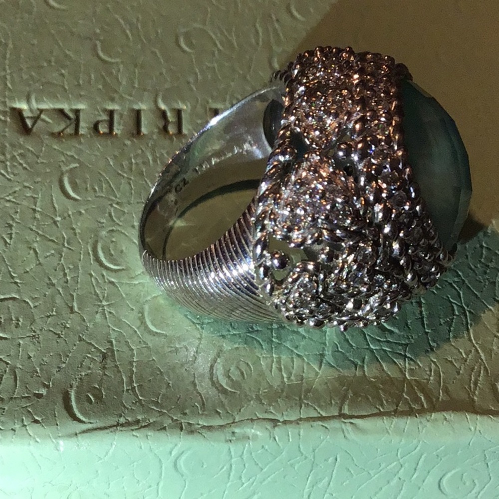 JUDITH RIPKA TURQUOISE DOUBLET & DIAMONIQUE RING - Picture 8 of 10